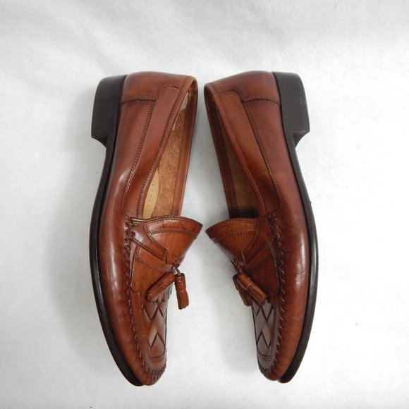 Giorgio Brutini Mens Brown Woven Leather Loafers With Tassels Size 12 D main image 4